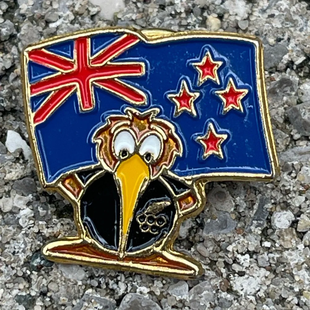 Lot of 3 New Zealand Kiwi Flag Lapel Brooch Pins